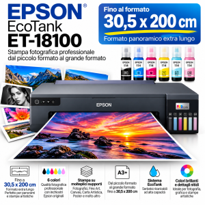 Epson EcoTank ET-18100 – Stampante Fotografica Professionale A3+ a 6 Colori – Stampa fino a 30,5 × 200 cm – Profilata EmilPaper