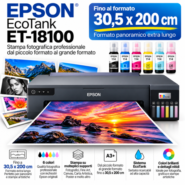 Epson EcoTank ET-18100_ Stampa Panoramica Professionale Epson EcoTank ET-18100_ Stampa Panoramica Professionale